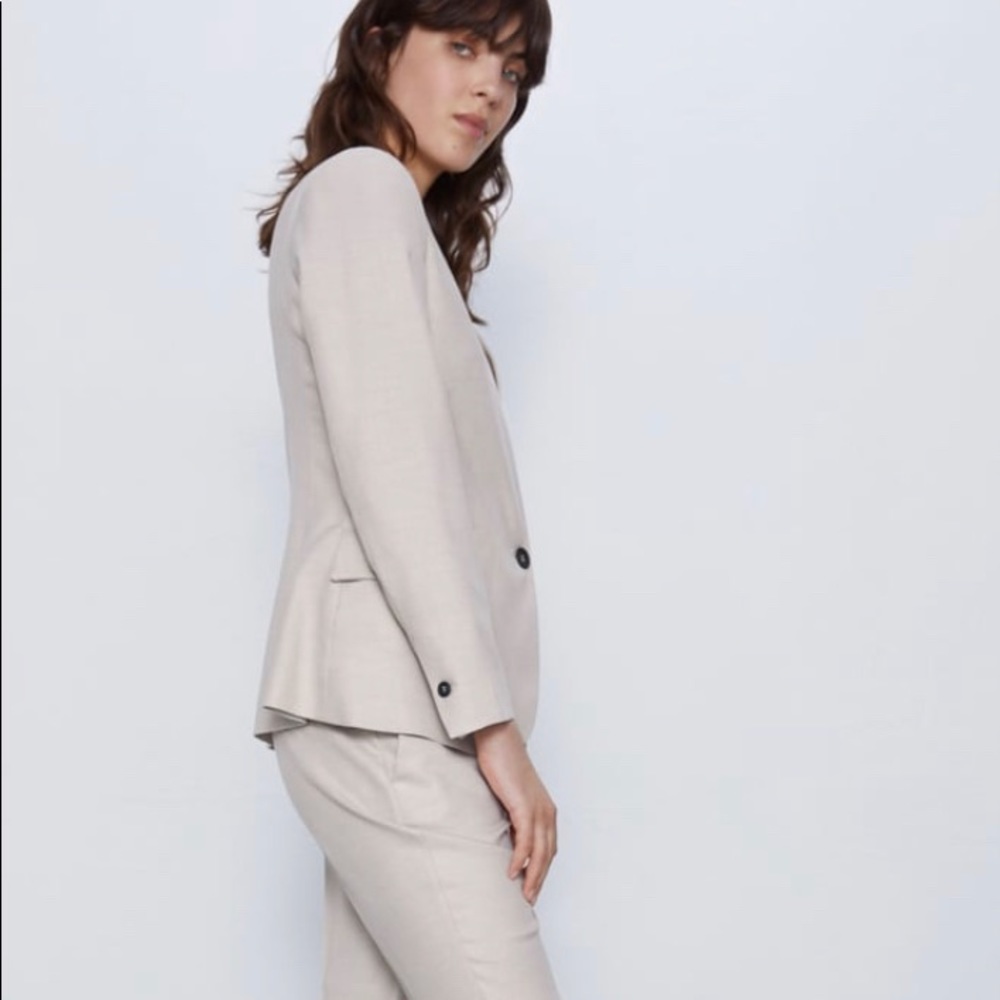 Zara Tailored Linen  Blazer - Picture 3 of 8
